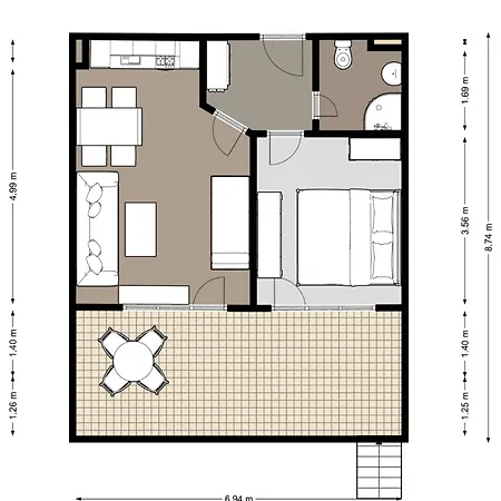 B022 With A Large Terrace And Direct Access To The Sea *